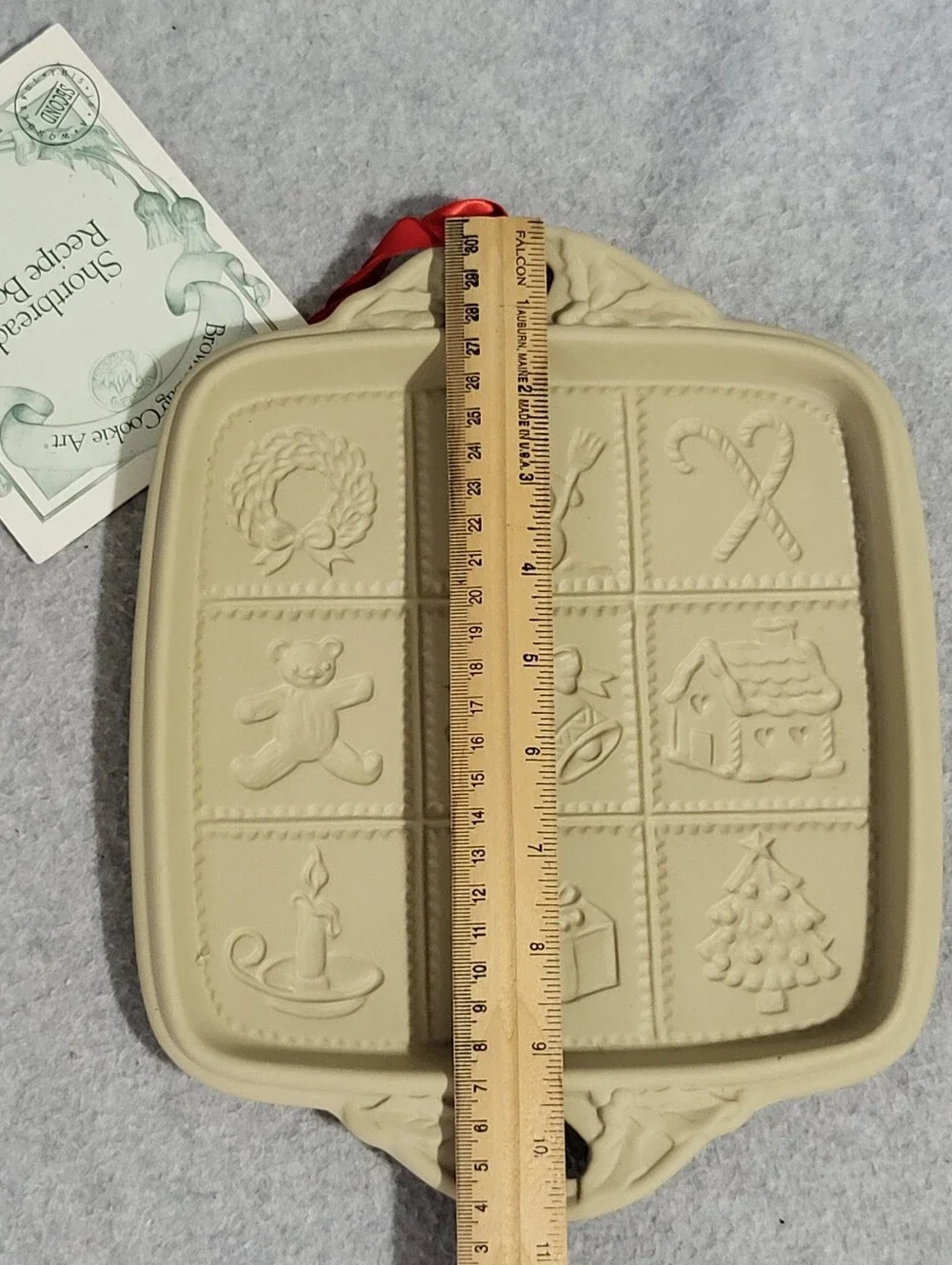 1992 Hill Design Brown Bag Cookie Art Christmas Shortbread Pan Mold Stoneware